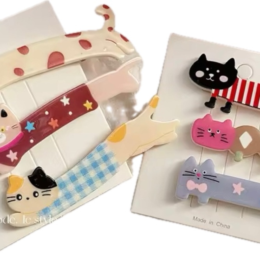 New 6 cat hair clips girl, woman